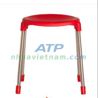 GHẾ NHỰA CHÂN INOX mặt nguyệt cao 43cm