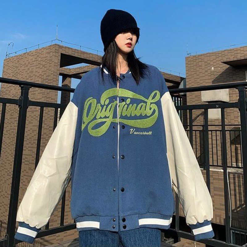Áo Khoác Bóng Chày Dáng Rộng Phong Cách Hàn Quốc Thời Trang Cho Nam Nữ