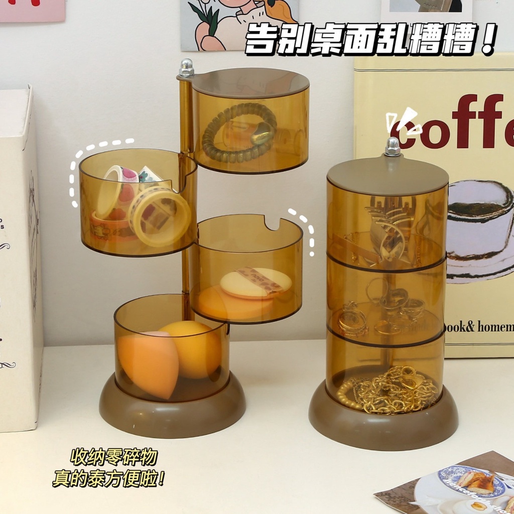 Kệ Đựng Đồ Trang Điểm Nhiều Tầng Dạng Xoay Chống Bụi Thoáng Khí