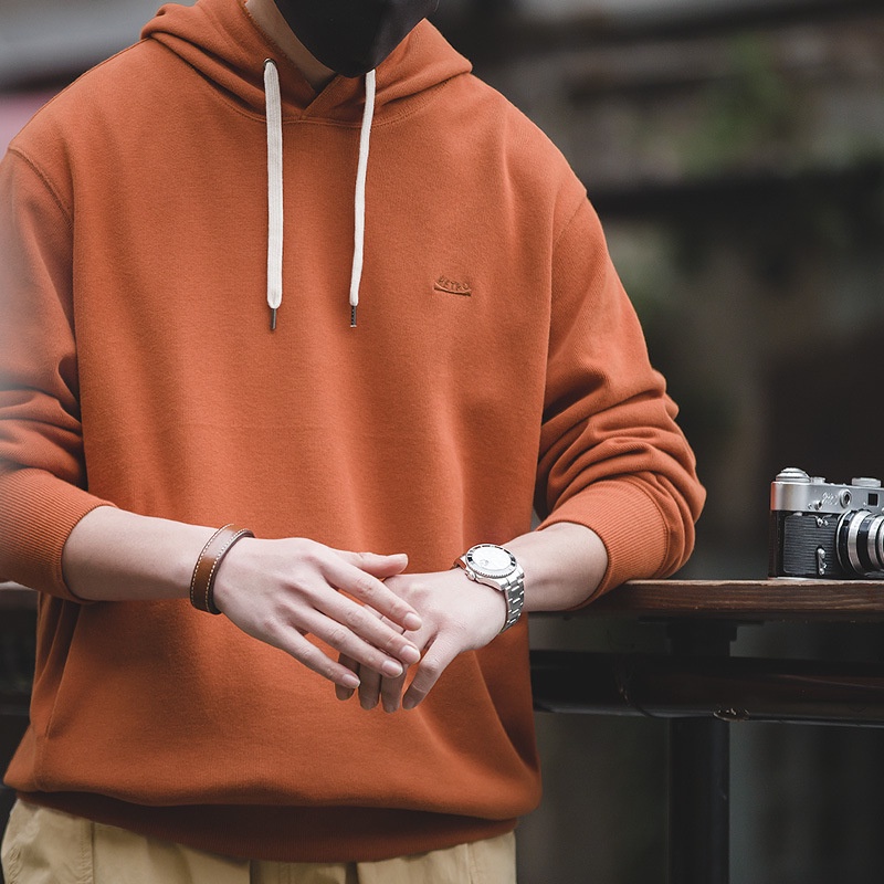 Madden Áo Hoodie Thể Thao Màu Khaki Trơn Phong Cách Hong Kong Retro Nhật Bản Cho Nam