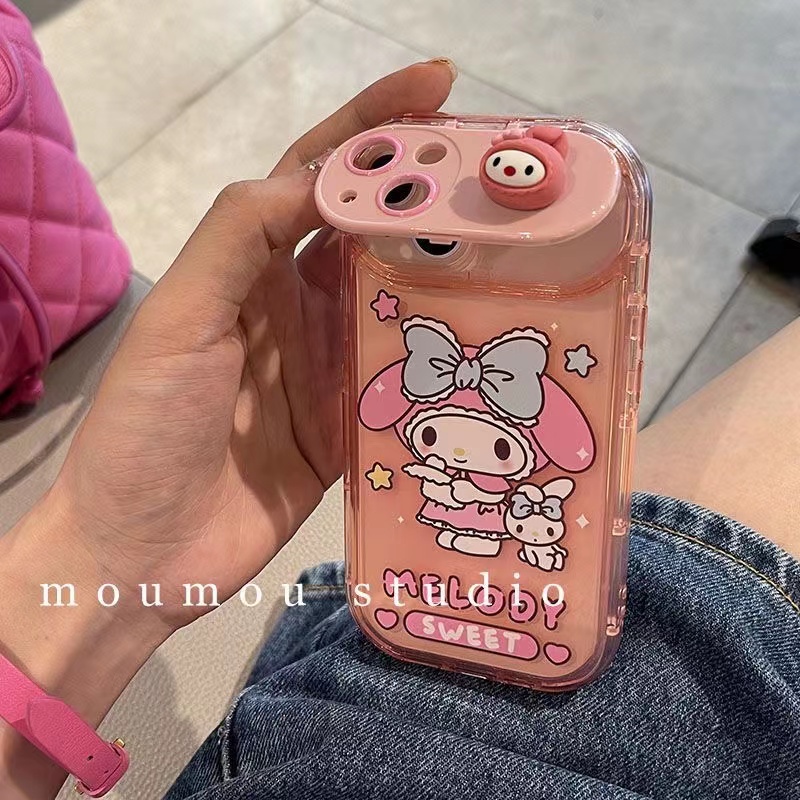 Ốp Điện Thoại Gắn Gương Hình Kuromi / Melody Tím / Hồng Cho iPhone 14 Pro Max 14 Plus 14 Pro 13 Pro Max 12 Pro Max 11 X XsMax Xr