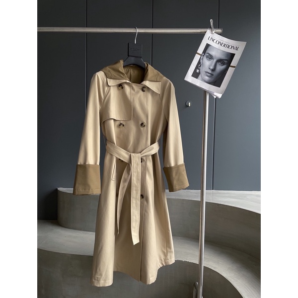 Áo khoác mangto nữ dáng dài trench coat thương hiệu YSL cao cấp