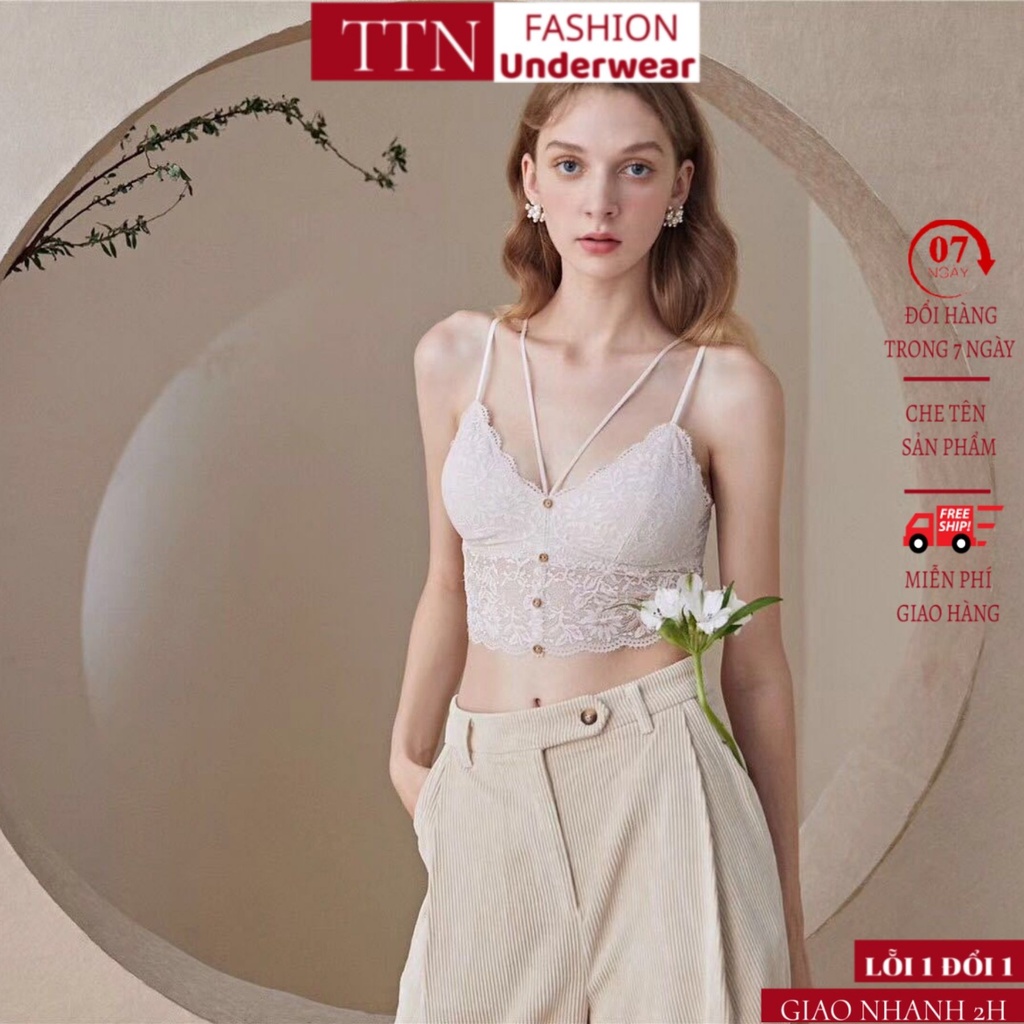 Áo bra ren hoa khuy trước sexy siêu quyến rũ, Áo lót nữ TTN Underwear, Vải mỏng, ôm dáng 9965