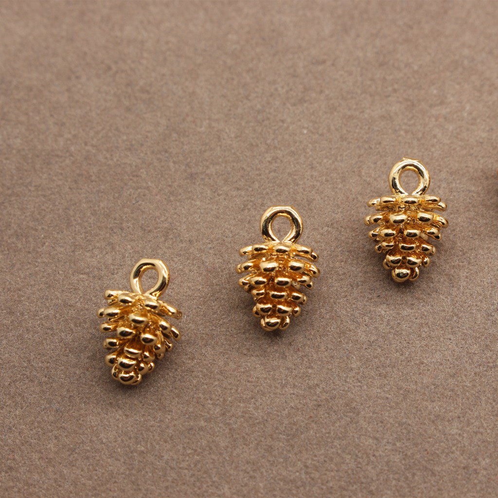 2 phiến treo đúc họa tiết trái thông 12*7mm nguyên liệu làm trâm làm trang sức cổ trang