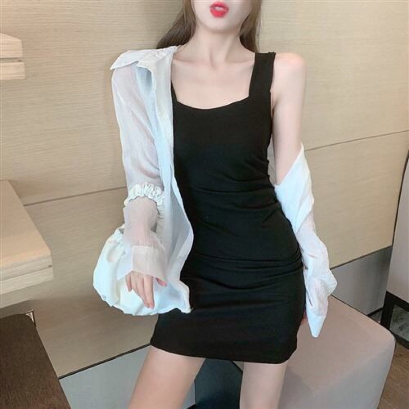 Váy Body 2 Dây To Kiểu Dáng Ôm Sát Chất Thun Gân Mềm Mát