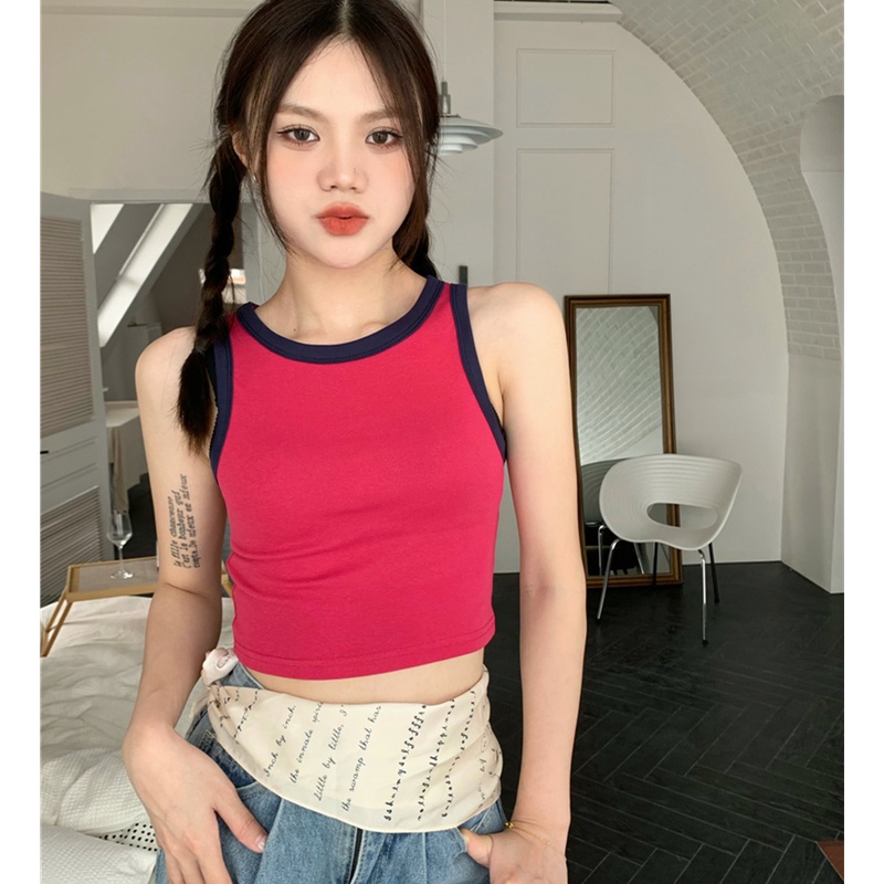 Áo Croptop Sát Nách Nhiều Màu Sắc Phong Cách Retro Thời Trang Cho Nữ