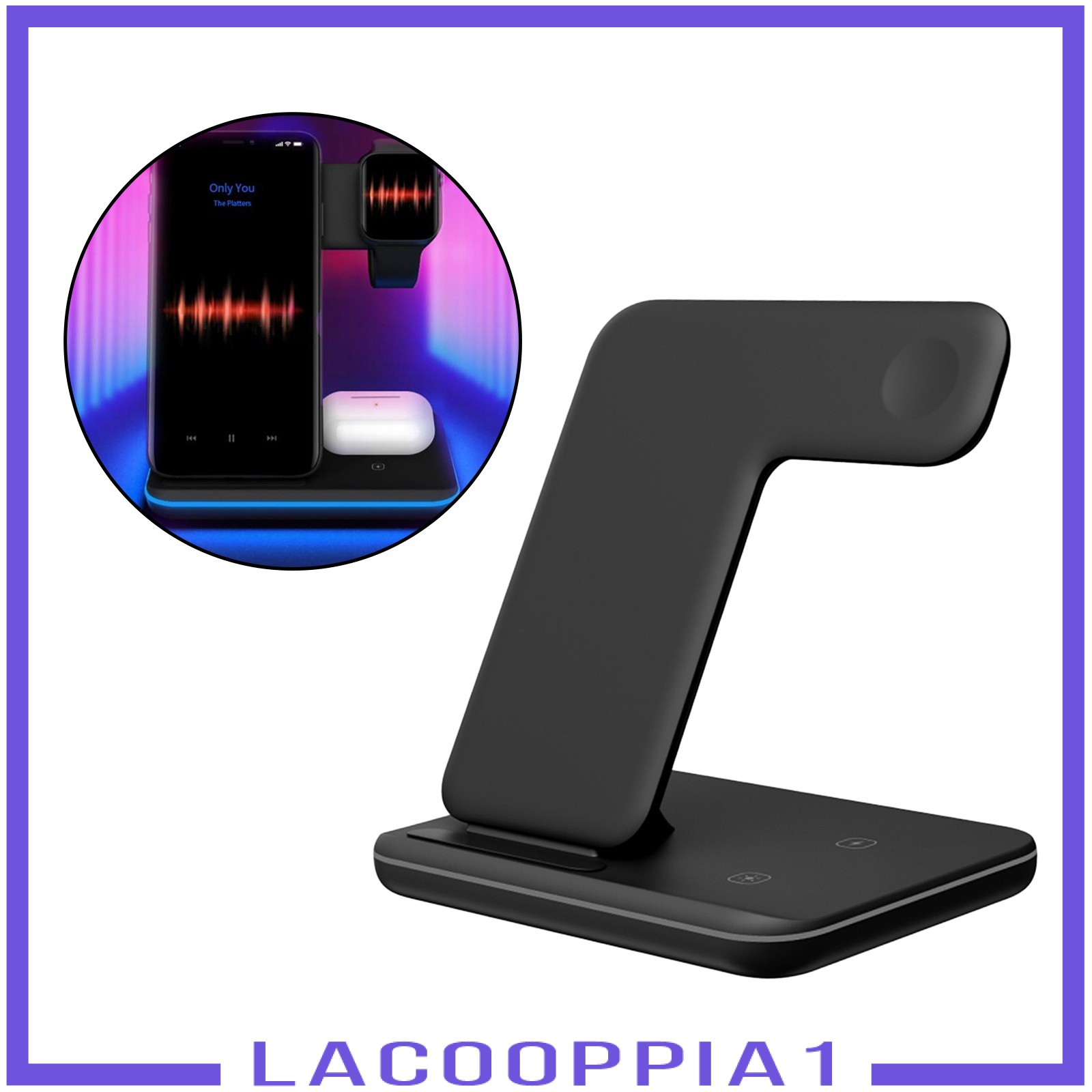 [LACOOPPIA1] 3 in 1 15W Wireless Fast Charging Station Charger Dock Stand for iPhone