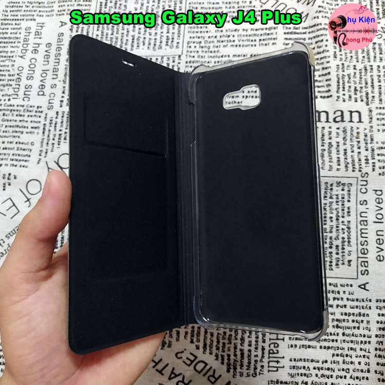 Bao Da Samsung Galaxy J4 Plus Kiểu Dáng Gấp 2 Mặt Và Có Phối Ví Sang Trọng