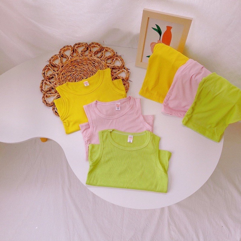 Bộ bé gái ba lỗ ống suông chất tăm gân cao cấp 8-20kg