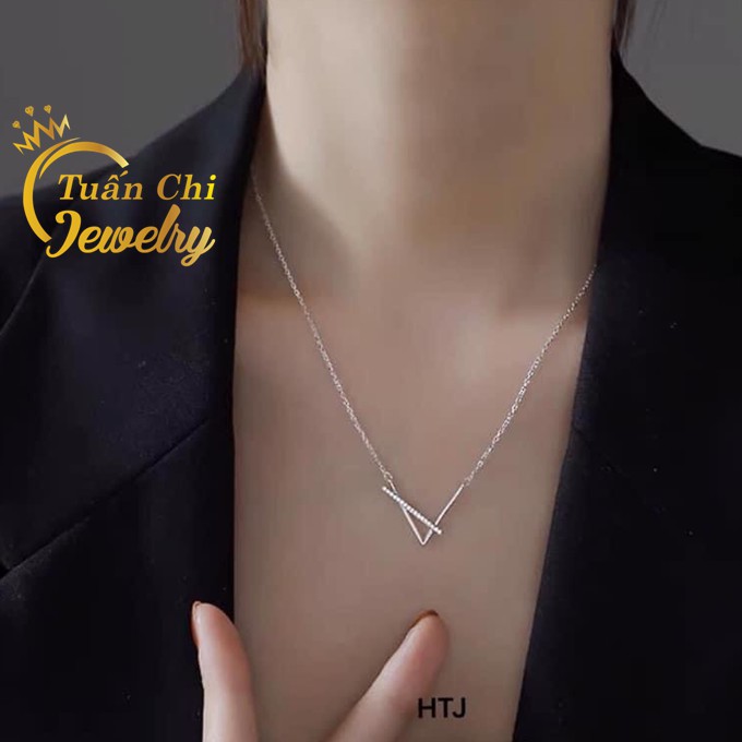 Dây Chuyền Bạc ⚡SALE SỐC⚡ Vòng Cổ Bạc Nữ Kiểu Dây Liền Mặt Cách Điệu Dáng Hàn Quốc