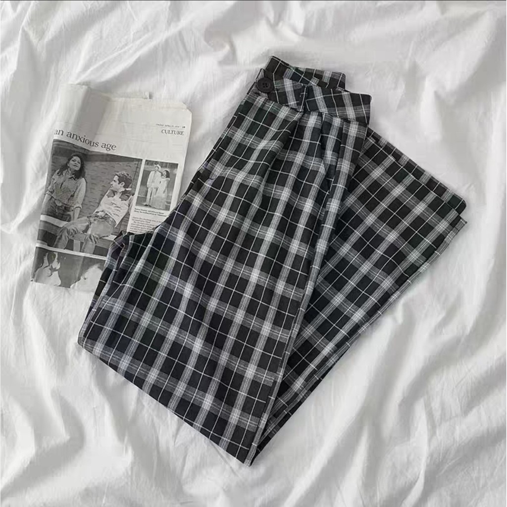 Quần Caro Cullotes Khóa Kéo ĐEN XÁM Ulzzang (Ảnh Thật) | BigBuy360 - bigbuy360.vn