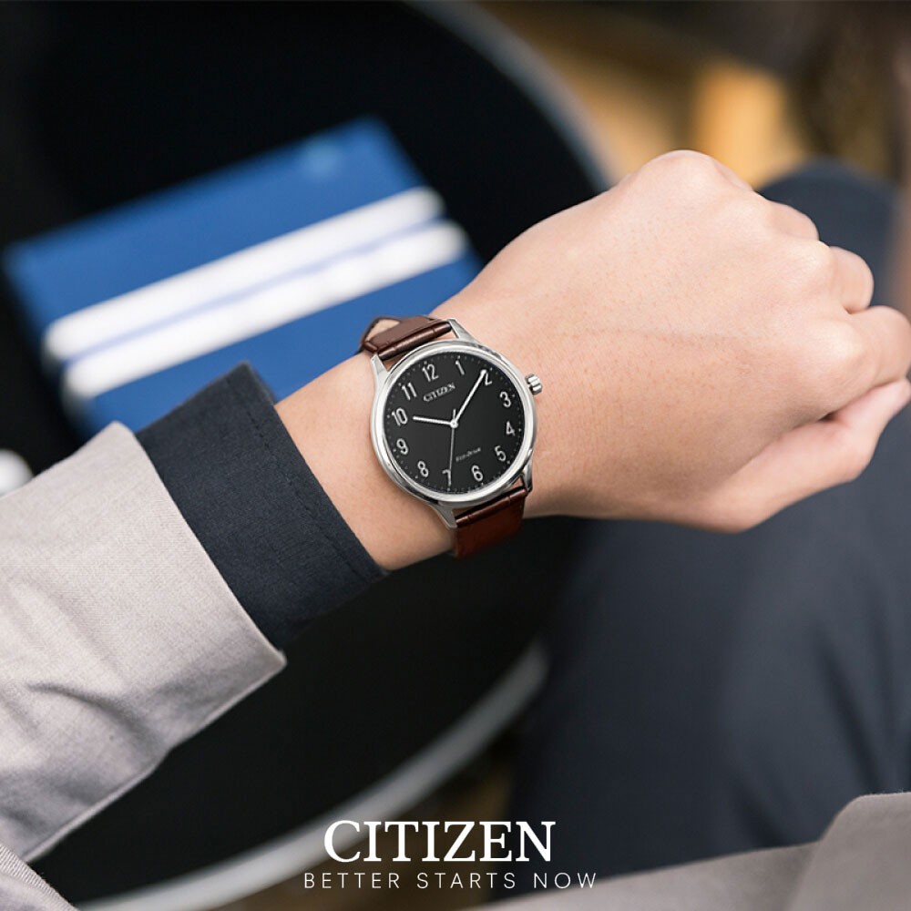 Đồng Hồ Nam Citizen Dây Da BJ6501-01E - Mặt Đen