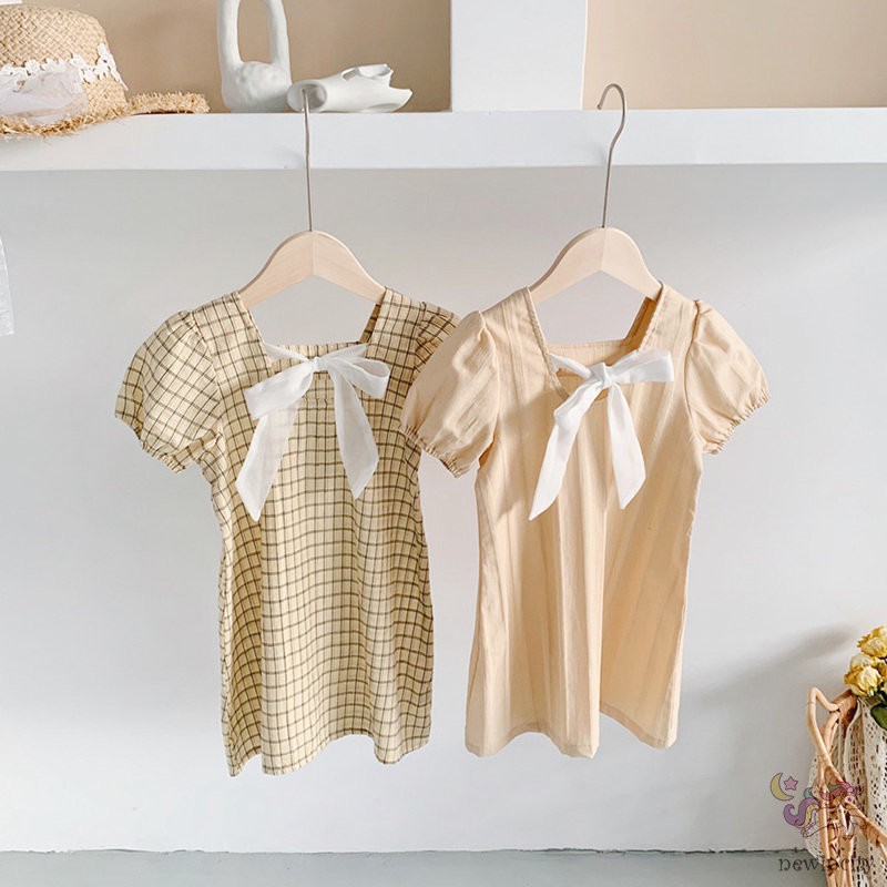 Đầm Công Chúa Tay Ngắn Phong Cách Hàn Quốc Xinh Xắn Cho Bé Gái