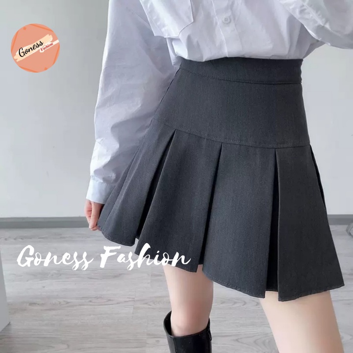 Chân váy xếp ly Goness cạp cao dáng chữ a phong cách tennis xòe kiểu li ngắn bản to thời trang Hàn Quốc | BigBuy360 - bigbuy360.vn