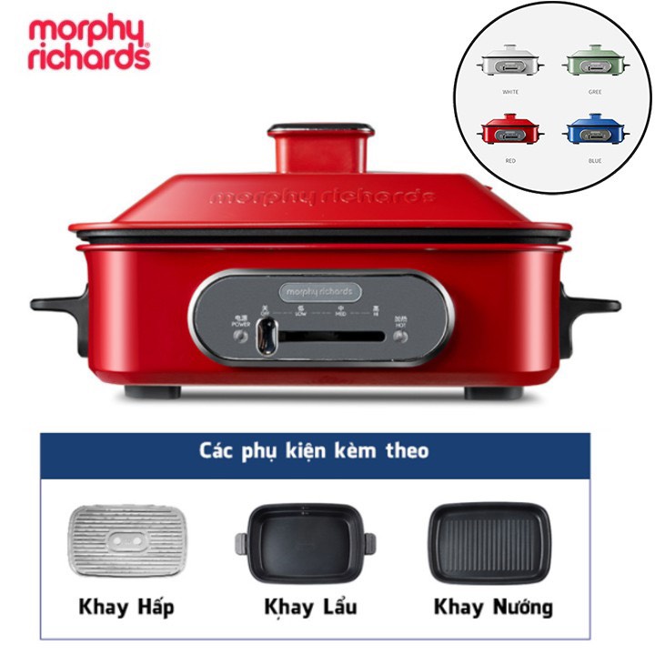 Nồi điện 3 trong 1 lẩu hấp nướng đa năng cao cấp Morphy Richards MR9088 - Chất liệu: Nhôm hợp kim - Công suất 1400W