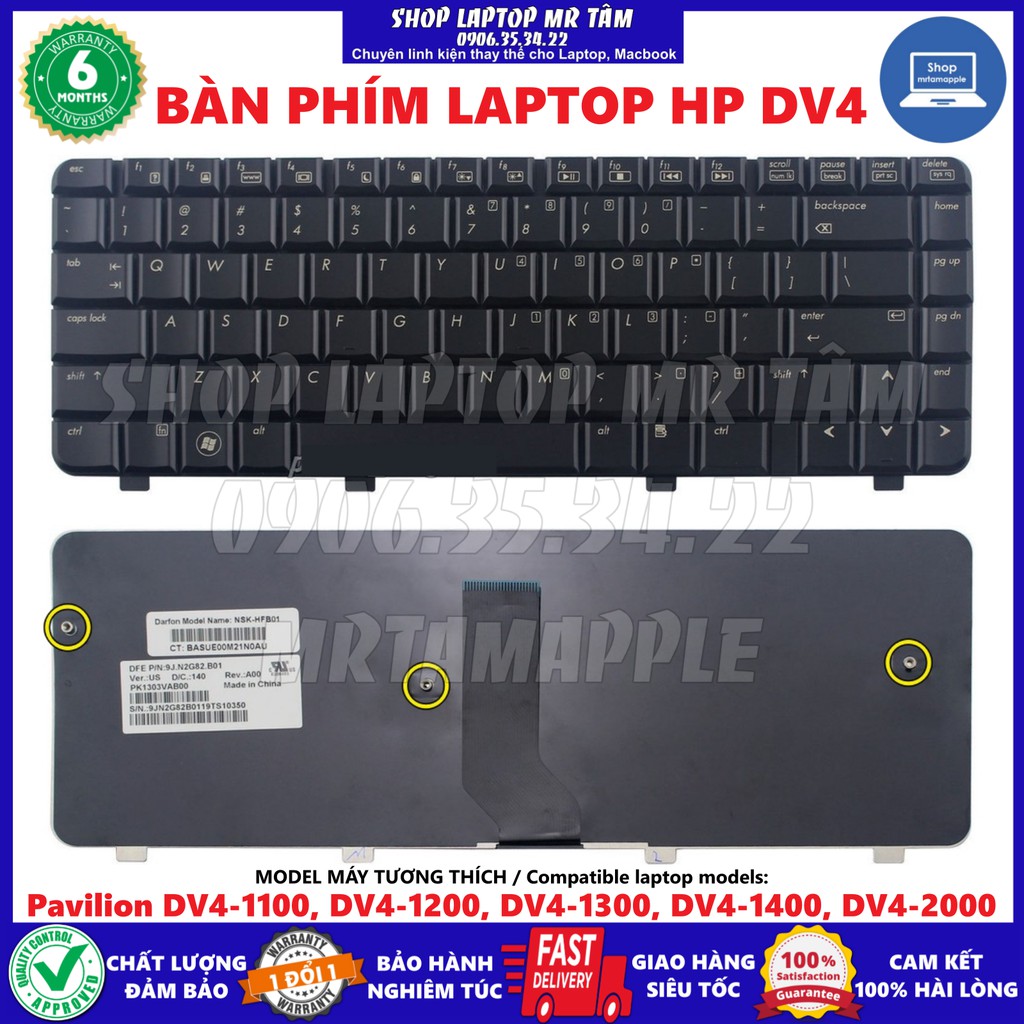 (KEYBOARD) BÀN PHÍM LAPTOP HP DV4 dùng cho Pavilion DV4 DV4-1000, DV4-2000