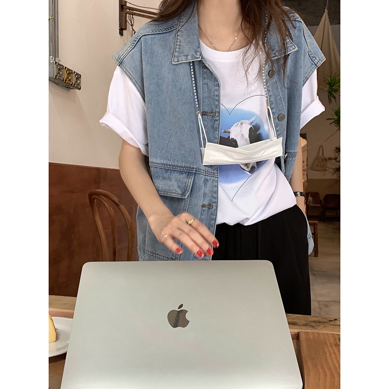 Áo khoác Jean denim nữ Hàn Quốc Áo khoác bò nữ Gile không tay Form rộng Thời trang Cao cấp Thiết kế