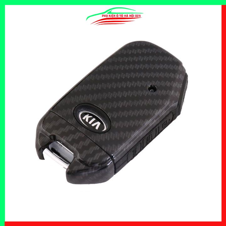 Ốp khóa cacbon Kia K3 2022-2023 kèm móc khóa