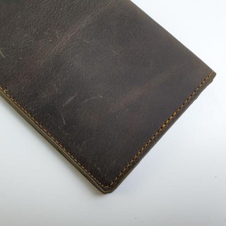 Ví dài da bò sáp handmade WL104A – Nâu sẫm (100% DA THẬT, BH 3 NĂM)