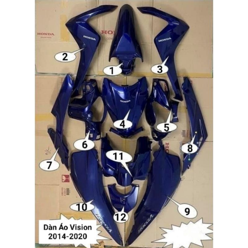 Dàn Áo Vision (2014-2020) Xanh Mực Chính Hãng Honda
