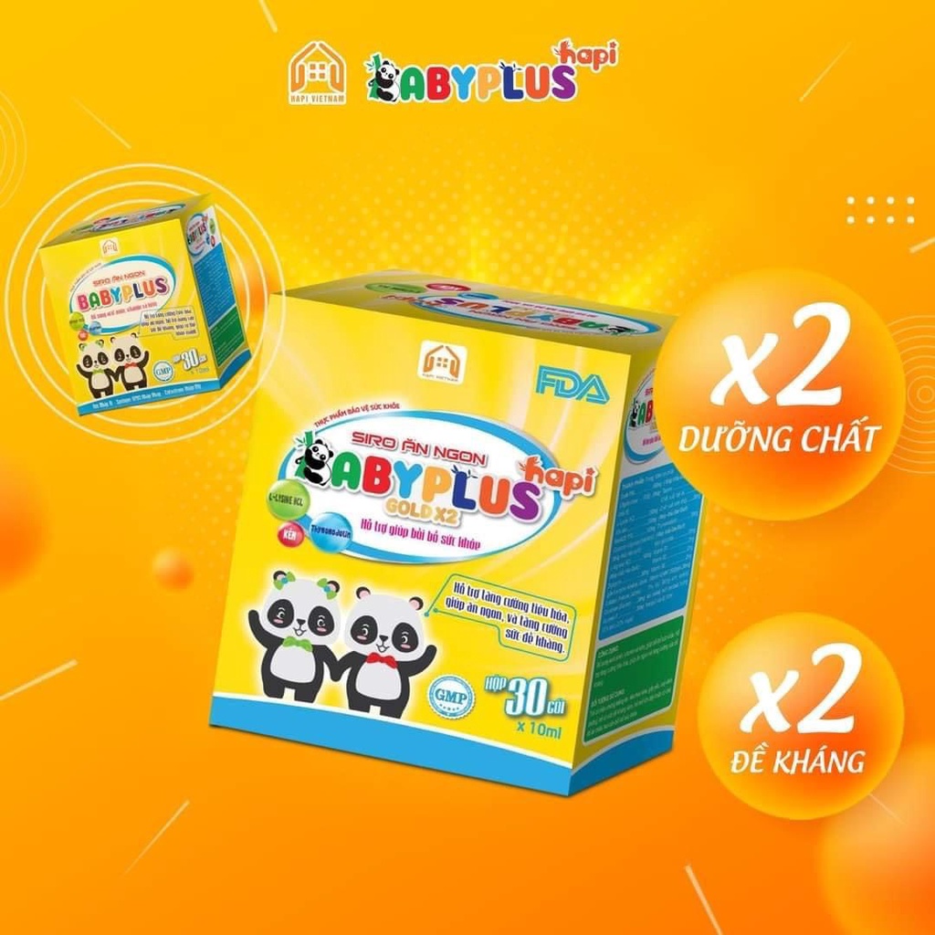 Siro Baby Plus[ Combo 5 hộp giá sỉ]- Siro ăn ngon giúp bé phát triển khỏe mạnh 1 hộp 30 gói x 10ml