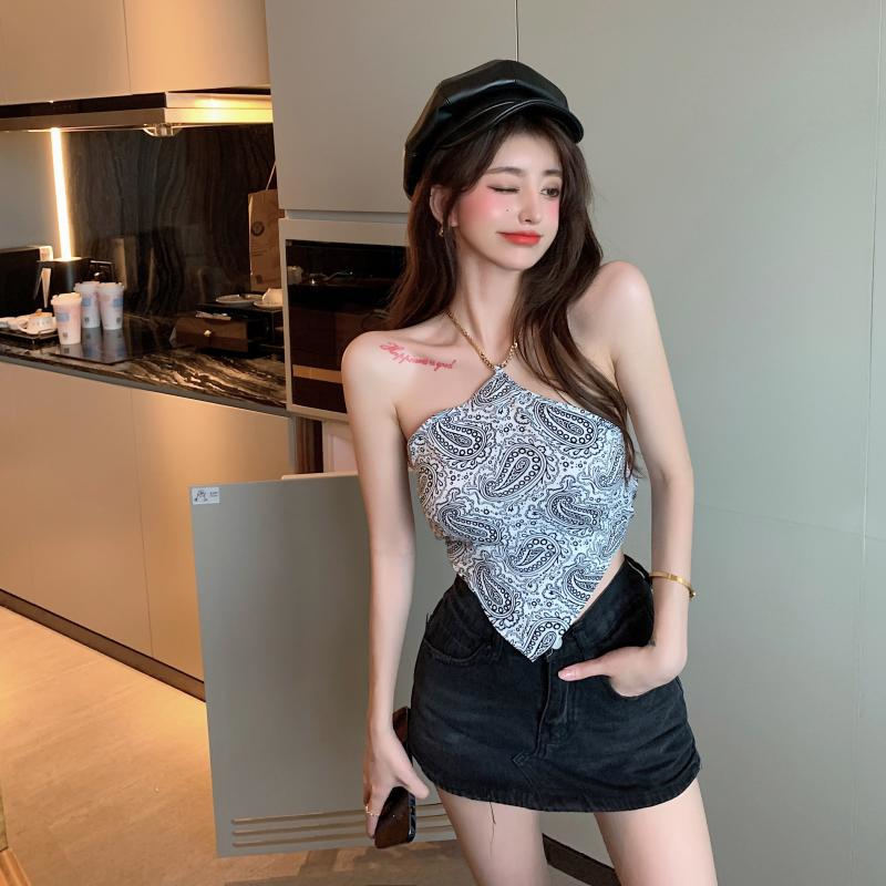 Áo yếm không tay ngắn in họa tiết thời trang mùa hè