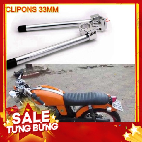 🚚[ FREE SHIP] GHI ĐÔNG CLIP ON 33MM 💎 GHI ĐÔNG CAFE RACER -  tay lái nhôm đặc , chống rung