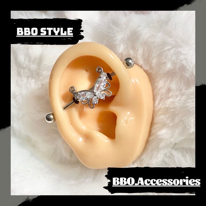 Khuyên Industrial Hình Bướm Đá Cao Cấp - BBO.Piercing
