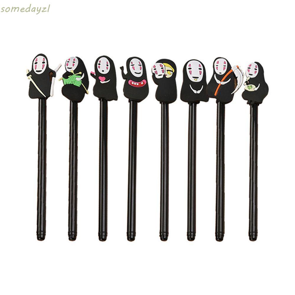 Set 1 / 8 bút mực gel đen hình vô diện hoạt hình dễ thương 0.38mm
