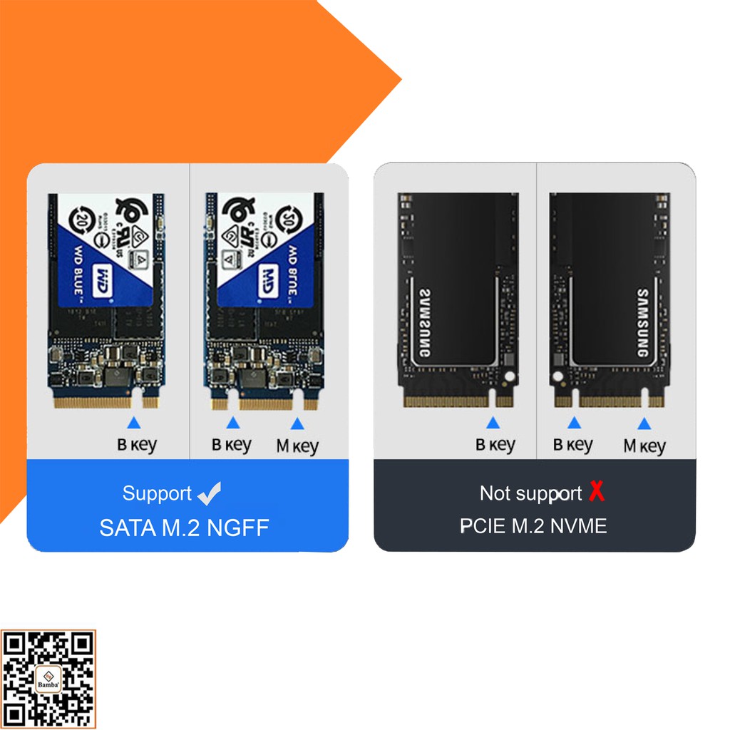 HỘP ĐỰNG Ổ CỨNG SSD M2(NGFF) RA SATA - BOX SSD M2(NGFF) RA SATA 3 BAMBA B3 - VỎ NHÔM