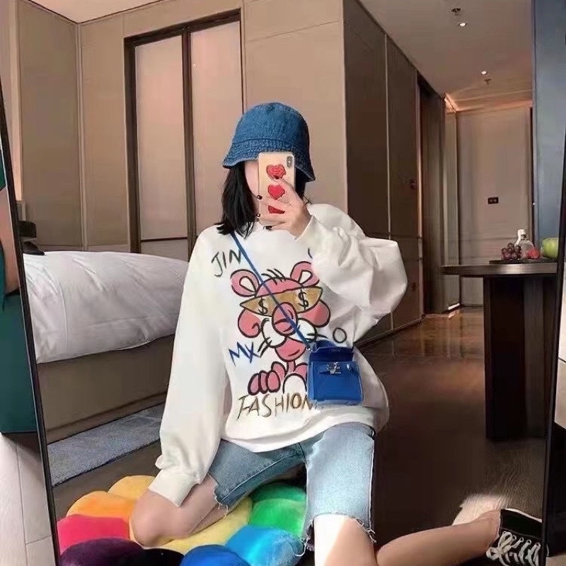 Áo Nỉ Cổ Tròn, Nỉ Da Cá, Hổ Hồng Alexandre.