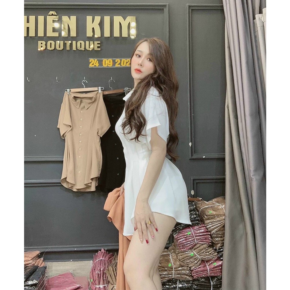 Set bộ kiểu sơ mi xếp ly eo nhiều màu sắc (Da, Đen, Đỏ, Trắng) siêu xinh tôn dáng cho nàng dạo phố dự tiệc thời trang nữ | BigBuy360 - bigbuy360.vn