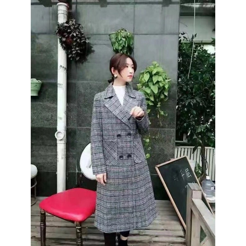 Áo dạ dáng dài sọc caro hàng nhập khẩu quảng châu