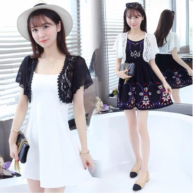 Kanavi Áo Khoác Ren Mỏng Màu Trơn Phong Cách Hàn Quốc Cho Nữ