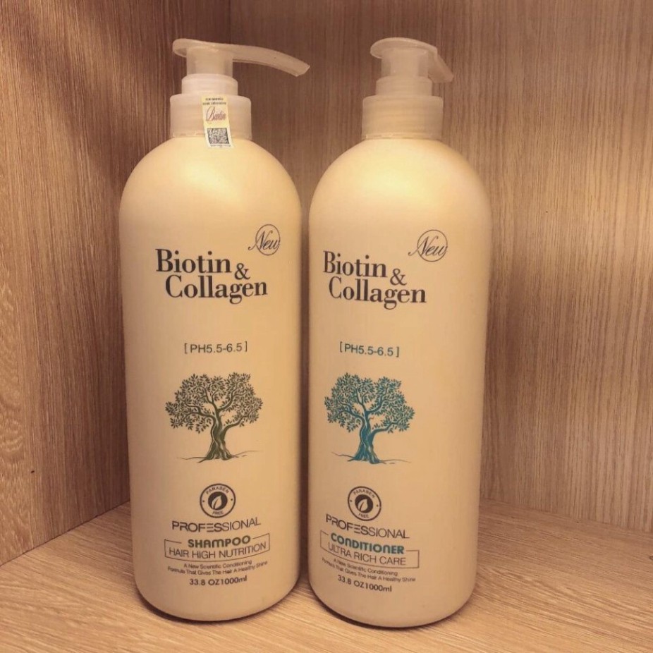 Biotin Collagen -  Cặp Dầu Gội + Xả Chống Rụng Kích Thích Mọc Tóc Siêu Mềm Mượt Biotin & Collagen 1000ml