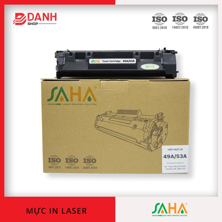 Mực in SAHA 49A/53A ( Có chip )- Máy in HP Laser 1160, 1320, P2014, P2015/Canon LBP 3300 (CRG-308), 3310, 3370 (CRG 315)