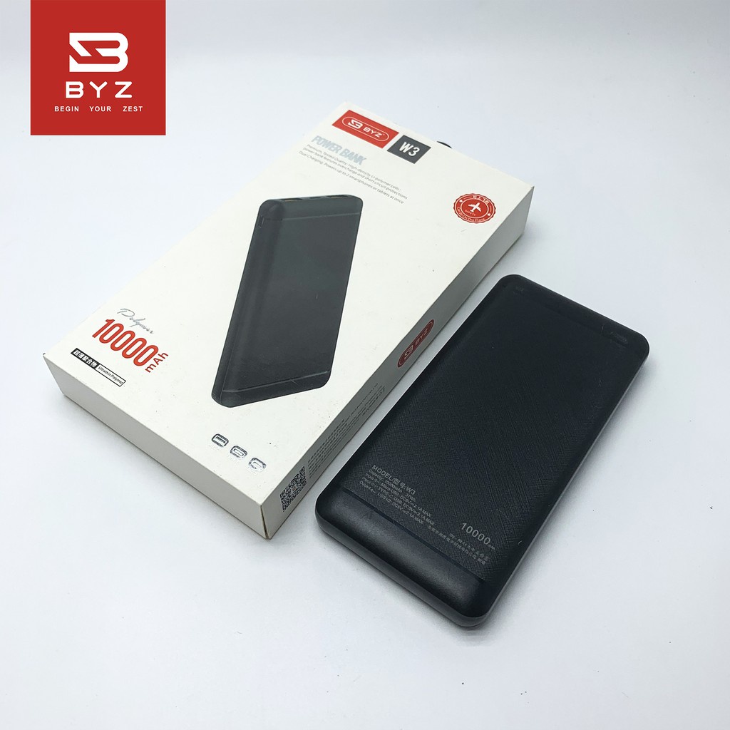 Sạc Dự Phòng Chính Hãng BYZ W3 10.000mAh Màu Đen