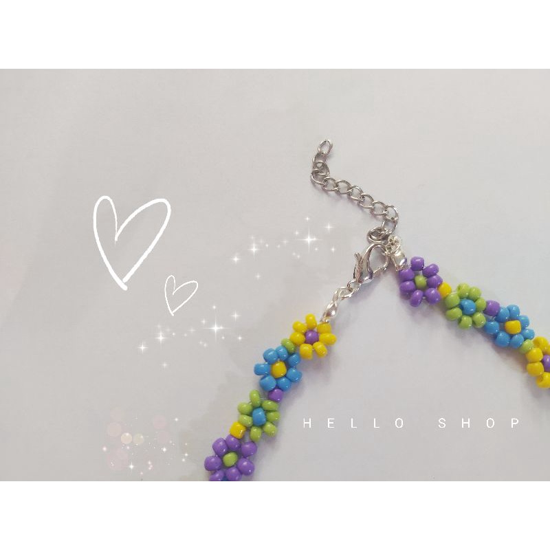 DÂY CHUYỀN CHOKER KẾT HOA HẠT CUWOWMG GAM MÀU TRẦM DỊU CỰC XINH