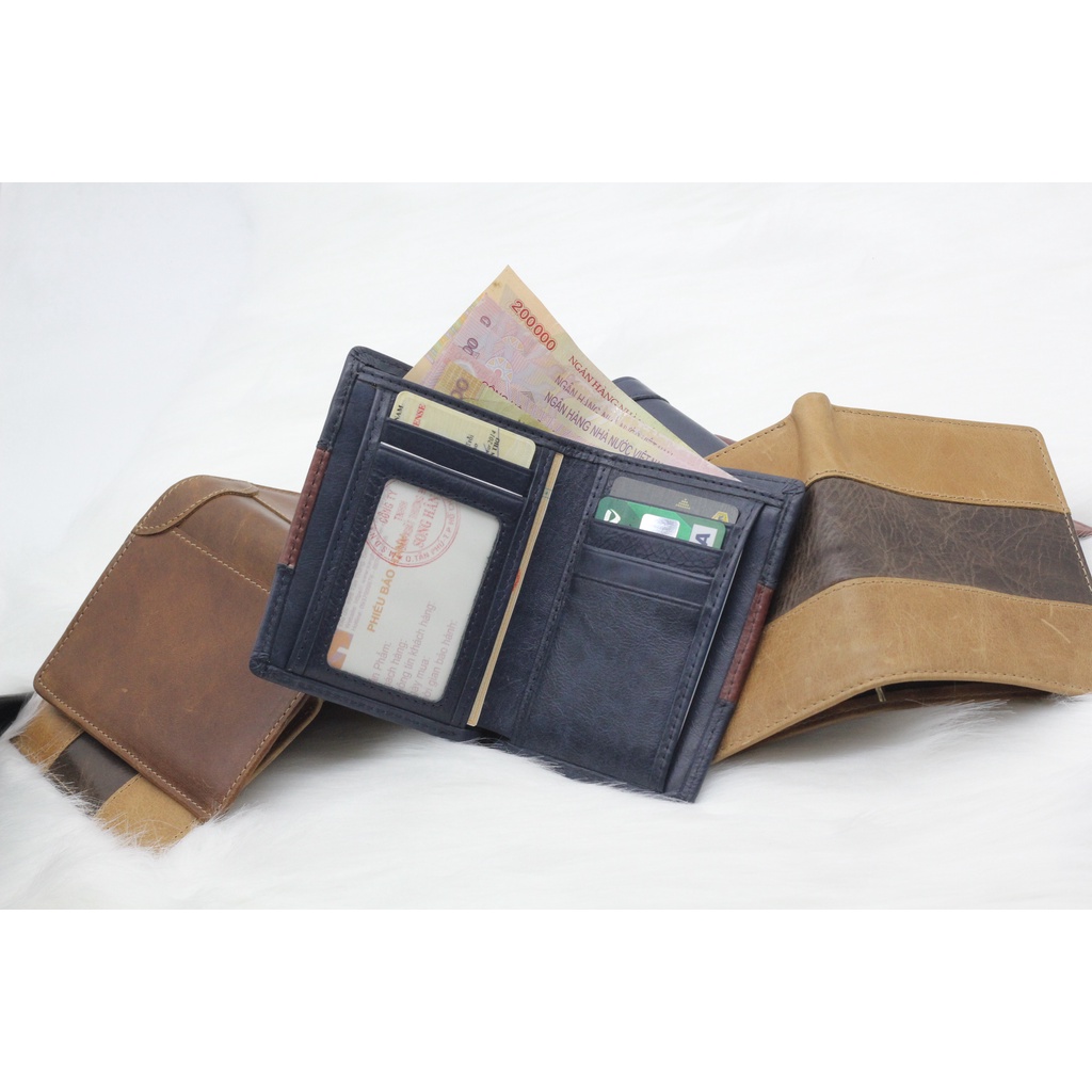 Ví Nam Da Bò Sáp Cao Cấp Dáng Đứng Songhan Leather WL04. Bóp Nam Phối Màu Trẻ Trung, Năng Động.Bảo Hành 12 Tháng