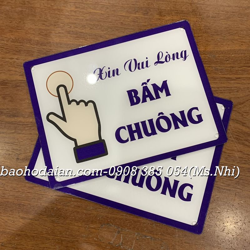 Bảng báo vui lòng bấm chuông chất liệu mica siêu bền- Hình thật