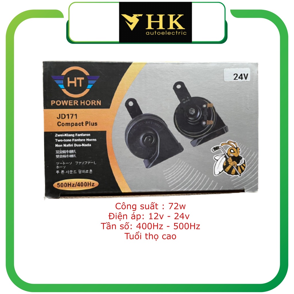 Một đôi Còi ốc còi sên SIHAI dùng cho xe oto các loại 12v và 24v