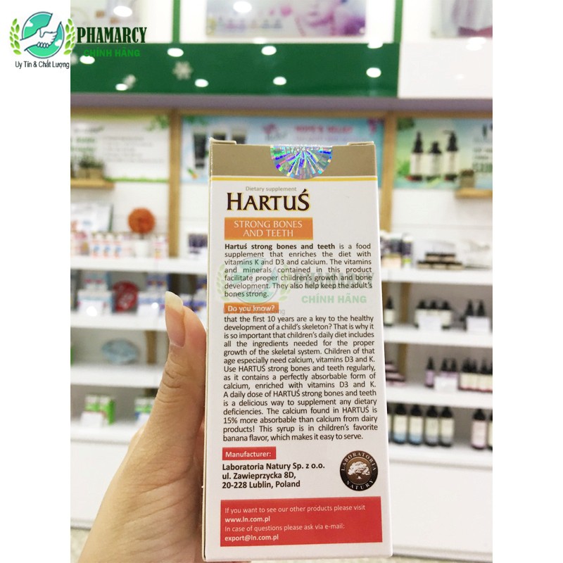 Canxi Hartus cho bé date 2025, thêm D3 và Vitamin K2, siro Hatus cho trẻ 4, 6 tháng 1 tuổi tăng chiều cao