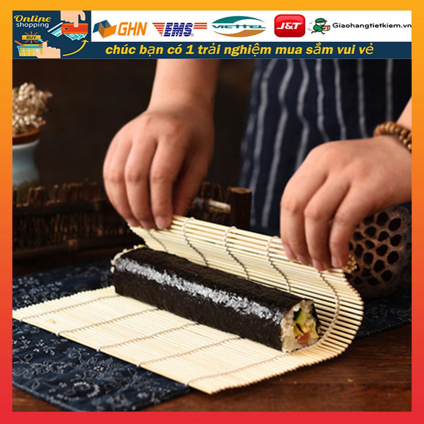 mành tre cuộn sushi kimbap Gimbab rong biển cuốn cơm