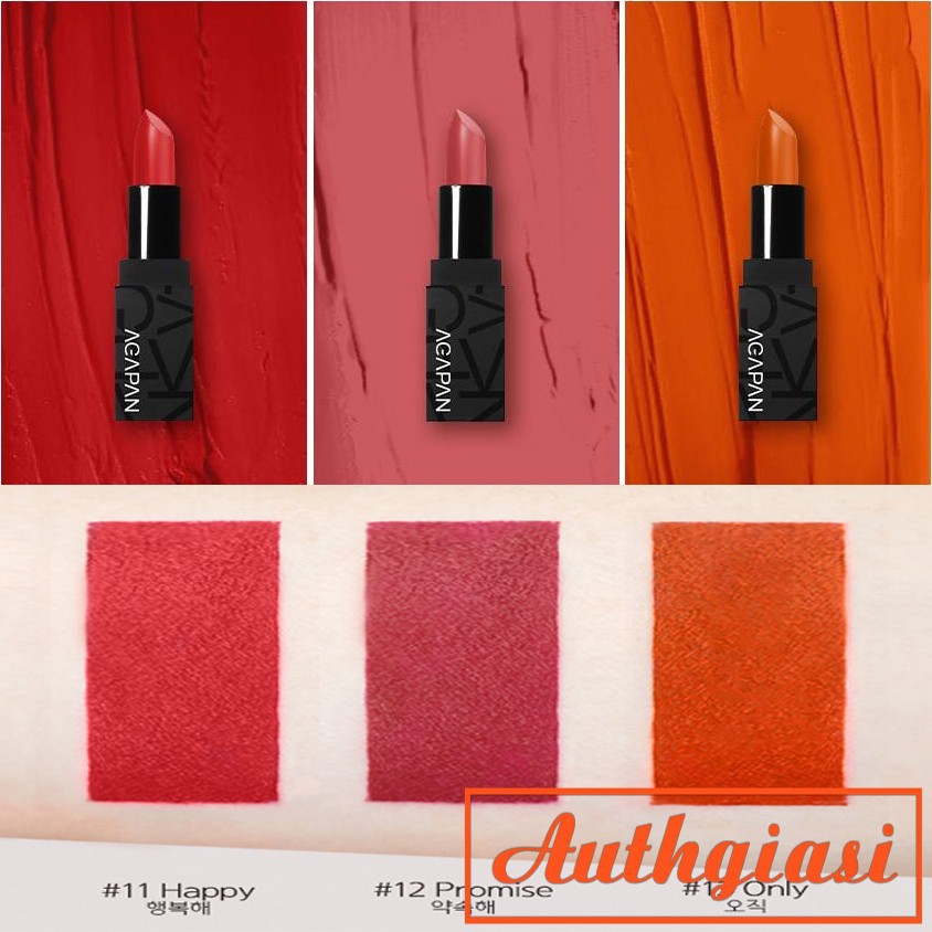 🌸 Dothiengiang 🌸  Son thỏi lì Agapan Pit A Pat Matte Lipstick mịn môi, lên màu tuyệt đẹp đủ màu 01-13 [Có Bill]