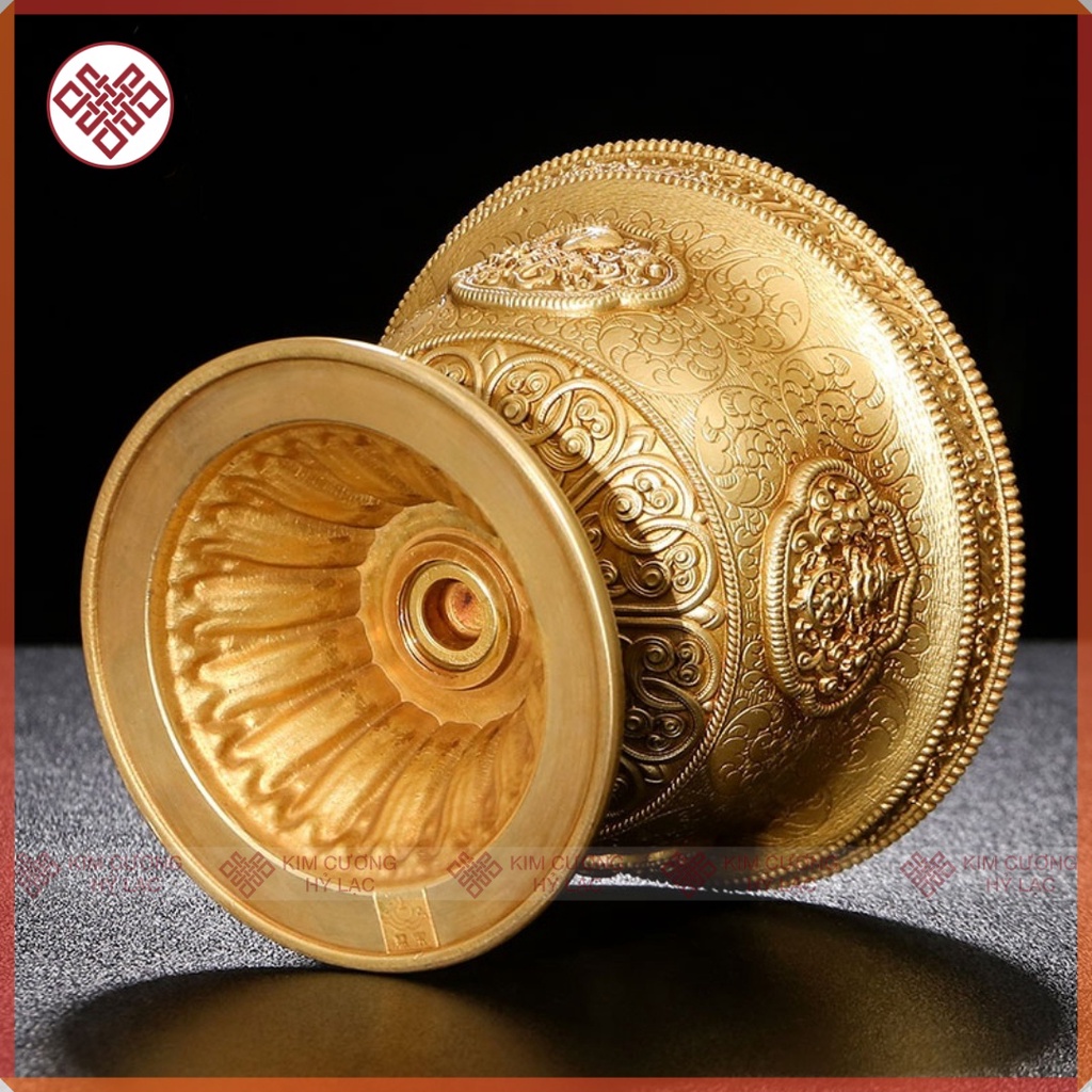 Chén Đồng Cúng Dường Mật Tông [Kim Cương Hỷ Lạc] Cỡ Đại