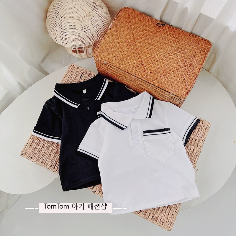 Áo thun polo bé trai bé gái màu trắng, đen