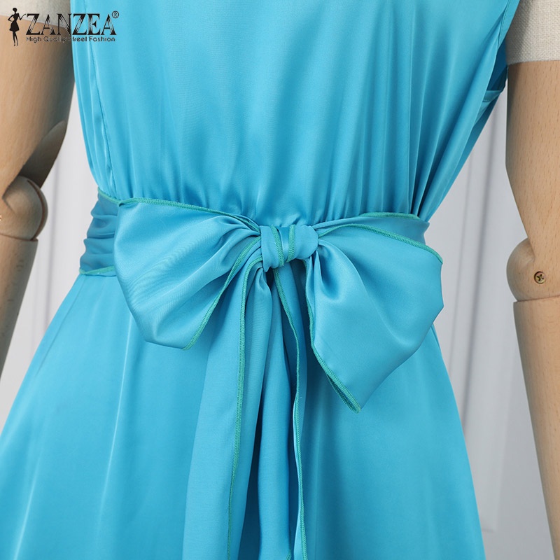 Đầm dài ZANZEA không tay thời trang thanh lịch dành cho nữ
