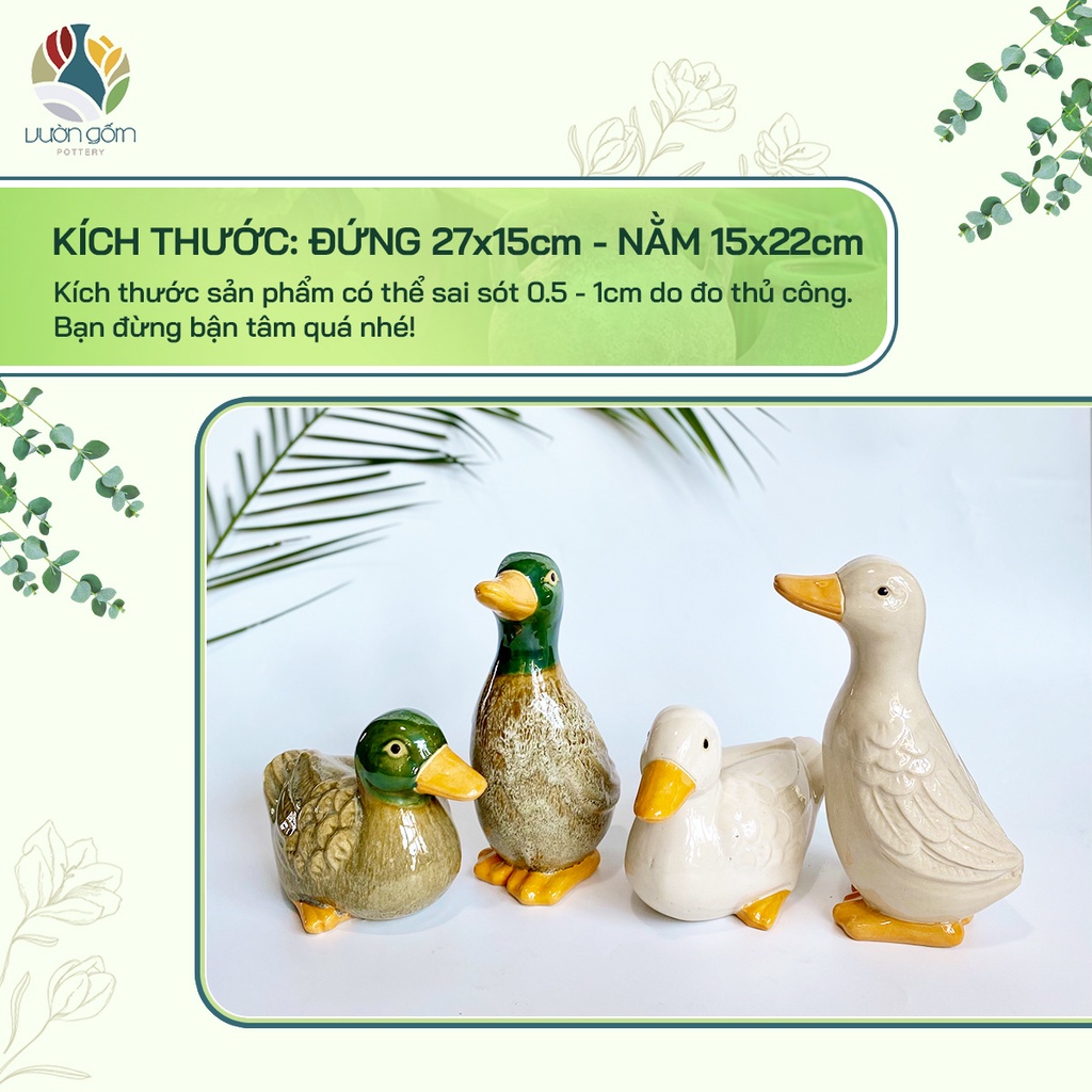 Vịt gốm decor trang trí nhà cửa, tiểu cảnh Vườn Gốm - The Garden