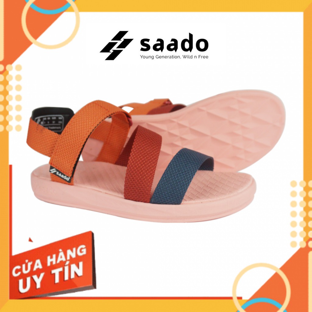 Dép sandal nữ SAADO đa sắc đi học, đi chơi [HÀNG CHÍNH HÃNG]