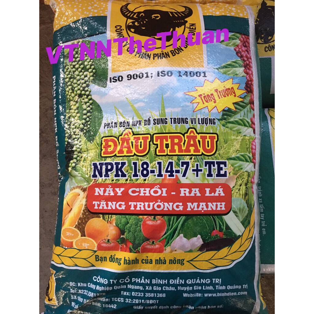 Phân bón bổ sung vi lượng NPK 18-14-7 +TE Thương hiệu Đầu Trâu (Túi 2kg)
